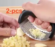 2 Pcs- Garlic Press Crusher Mincer Chopper Peeler Squeeze Cutter Stainless Steel