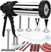 MTOGALT Upgrade Stainless Steel 2.1 LB Large Capacity Jerky Gun Kit Beef Deer Jerky Sausage Stuffer Meat Gun Jerky Marker Shooter Jerky Kits Sausage Gun Machine with Nozzles Brushes & Meat Pusher
