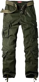 [Jessie Kidden] Men's Cotton Casual Military Army Cargo Camo Combat Work Pants 8 Pocket