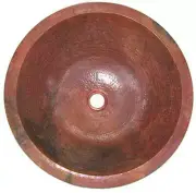 17" Undermount Hammered Round Natural Bathroom Copper Sink