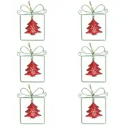 6x LVD Metal/Beads Xmas Tag Christmas Holiday Decoration 10x8.5cm Green/Red