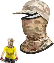 Maciun UV Protection Face Cover,Ice Silk Neck Cooling Motorcycle Face Shield - Men's Face Covering With Brim, Breathable Sun-proof For Fishing Hiking Running Face Shield