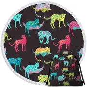 Cool Multi Colored Leopards Round Beach Towel