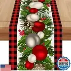 Jiudungs Linen Red and Black Buffalo Check Plaid Christmas Table Runner 108 I