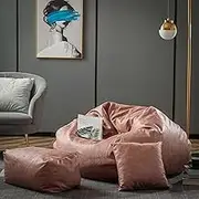 UYSOFRCV Large Bean Bag Chair Sofa Couch Cover, Waterproof Technical Cloth Soft Lazy Lounger Storage Sofa Slipcover with Handle for Adults and Kids, Without Filling,Coral red,100 * 120cm