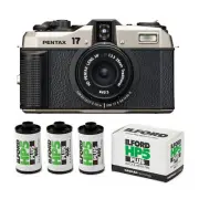 Pentax 17 Dark Silver Camera with HP5 Plus BW 36 Exp Roll Film 3 Pack Bundle