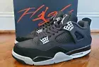NIKE AIR JORDAN 4 BLACK CANVAS - CEMENT FIRE RED DH7138-006 SIZE 12 - BRED SB