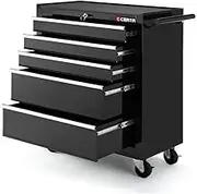 Certa Tool Box Storage Cabinet Trolley 5 Drawer Chest (Black)