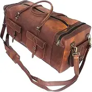 [cuero] KK's 30 Inch Real Goat Leather Large Handmade Travel Luggage Bags in Square Big bag Carry On