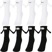 [Generic] 4 Pairs Magnetic Holding Hands Socks, Funny Big Eyes Couple Sock Anniversaries Gifts for Friends