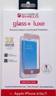 Zagg Invisible Glass Shield Luxe iPhone 6s 7 7s 8 Rose Gold Screen Protector NEW
