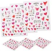 SOESFOUFU 6 Sheets Heart Nail Art Sticker Stickers Stick X Decals Holiday Nail Decals Uv Manicure Paper