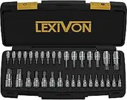 LEXIVON Master TORX Bit Socket Set, Premium S2 Alloy Steel | Complete 34-Piece, Solid Star & Tamper Proof T6 ~ T70 | Enhanced Storage Case (LX-149)