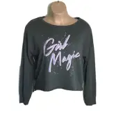 Grayson Threads "Girl Magic" NWT Crop Shirt ~ Sz XXL ~ Gray ~ Long Sleeve