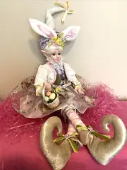 Cynthia Rowley Easter Elf Shelf Sitter Doll Purple 24" W/Basket NWT