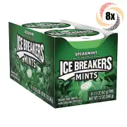 Full Box 8x Tins Ice Breakers Spearmint Flavor | 50 Mints Per Tin | 1.5oz