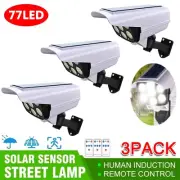 Solar Motion Sensor Light LED Security Wall Street Yard Outdoor Lamp Fake Camera