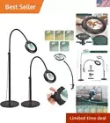 10X Magnifying Floor Lamp with Light, 24" Flexible Gooseneck Standing Magnify...