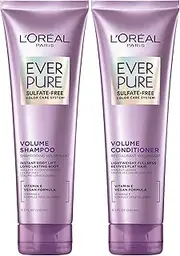 L'Oreal Paris EverPure Volume Sulfate Free Shampoo and Conditioner Kit for Color-Treated Hair, Volume + Shine for Fine, Flat Hair, with Lotus Flower (8.5 Fl; Oz each) (Packaging May Vary)