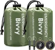 Emergency Sleeping Bag, 2 Pack Survival Bag Portable Thermal Bivy Sack, Wat