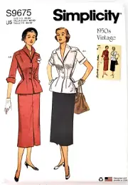 Simplicity 9675 Misses' Vintage Skirt and Jacket Sewing Pattern Sizes 16-24