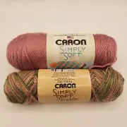 2 Caron Simply Soft Yarn Plum Wine Rose Garden 100% Acrylic Worsted Weight 4-Ply