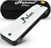 Polar Diatonic Harmonica Key of Low F - 10 Holes 20 Notes, Blues Harp Mouth Organ With Case, Phosphor Bronze Reeds, Suitable for All Genres, Harmonica for Kids, Adult, Beginners & Professionals