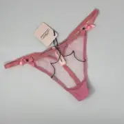Agent Provocateur Lorna Pink Black Thong AP4 Large NWT
