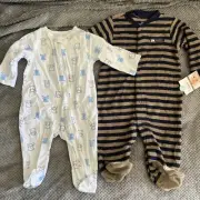 Carter’s Baby Boy Newborn Sleepers Pajama Clothes Lot Bundle Sleep Play Outfits