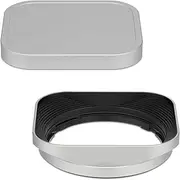 Haoge Metal Square Lens Hood for Fujifilm Fuji Fujinon XF 18-55mm F2.8-4.0 R LM OIS & XF 14mm F2.8 R Lens on X-T5 XT4 X-T50 X-T30 X-E4 X-H2 XPro3, Silver with Metal Cap