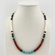 17.5” Santo Domingo Pueblo Multi Stone Heishi Necklace Native American Jewelry