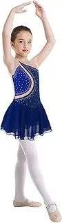 [Loodgao] Figure Ice Skating Dress for Girls Sparkly Rhinestone Sleeveless Dance Dress Ballet Tutu Competition Costume