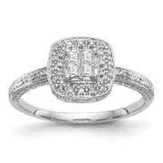 0.20ct. CZ Solid Real 14K White Gold Complete Cluster Engagement Ring