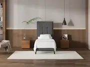 My Style Framed Headboard & Slimline Base - Single / Gunmetal / Slimline Base