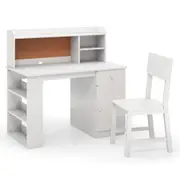 Babyjoy Kids Table & Chair Set Children Study Desk w/Storage Cabinet Writing Desk White