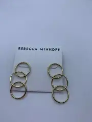 $28 Rebecca Minkoff gold Tone Interlinked Gold Circles 1.5” Drop Earrings JR21