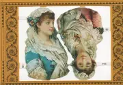 2 Vict. Women -Scarves-Flowers Scrap Book Mamelok-Madame Tussaud London England