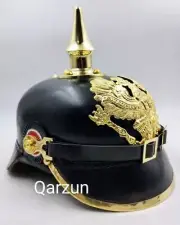 German Pickelhaube Leather Brass Helmet WWI Imperial Prussian Spike Helmet