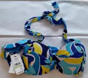 Tommy Bahama Azure Blue Swirl Tide U/W Twist Halter Size 34-B