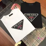 PRADA2024 T恤三角標LOGO印花圓領短袖男女同款T恤休閒百搭