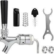 MRbrew Draft Beer Shank Faucet, No Leak 1/4'' Beer Barb Fitting Stainless Core Beer Tap Self-Closing Spring Tap Wrench Hose Clamp Brewing Kegerator Tower Replacement Kit for 3/16'' Beer Line Tubing