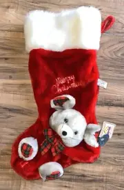 Christmas Chrisha Mouse Stocking Stuffed Animal 21" Plaid Playful Plush Bag 1988