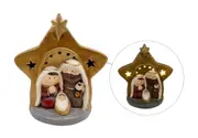 bulk 12 Xmas Ceramic Nativity Deco W Star & Led Lights Decoration 11x13cm