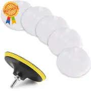 7 Pcs 3" Wool Buffing Polishing Pads with M10 Drill Adapter for Car Polisher