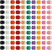 Assorted Color Plastic Cord Locks End Spring Toggle Stoppers,100Pcs Colorful Doule Hole Plastic Cord Locks End Spring Toggle Stopper Slider,Double Hole Cord Lock Spring Toggle Stopper for Drawstring