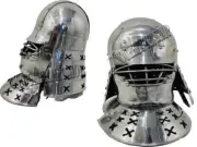 Medieval Knight Armor Steel Japanese Samurai Silver Helmet For Halloween