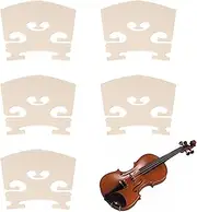 5 PCS Violin Bridge 4/4 Full Size, Finer Grade Solid Maple Violin Bridge Pre-Cut Semi Fitted Bridges Sharper Sound Volume Violins Parts for Fit Most 4/4 Violins
