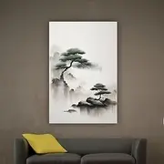 Serene Ink Wash Wall Art Minimalist Japandi Decor Scandinavian Style Original Signed Painting Zen 49