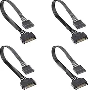 Tunghey 4Pack 15 Pin SATA Power Extension Cable, 1 Feet, Male to Female, Braided, 18 AWG, Compatible with SATA Hard Drive, SSD, Optical Drive, PCIe Express