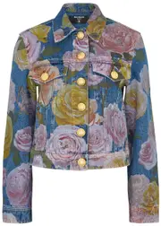 Balmain Floral-print Denim Jacket - Blue - 38 (UK10 / S) 38 (UK10 / S)